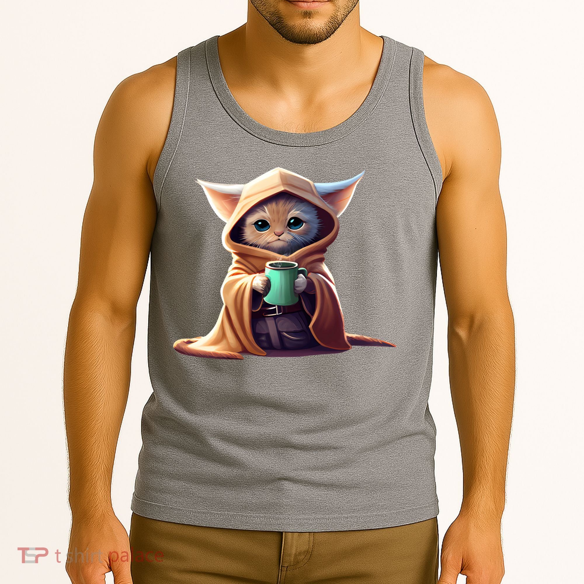 Cat Coffee Lover Kitten Baby Cute Adorable Fan Art Gift Tank Top