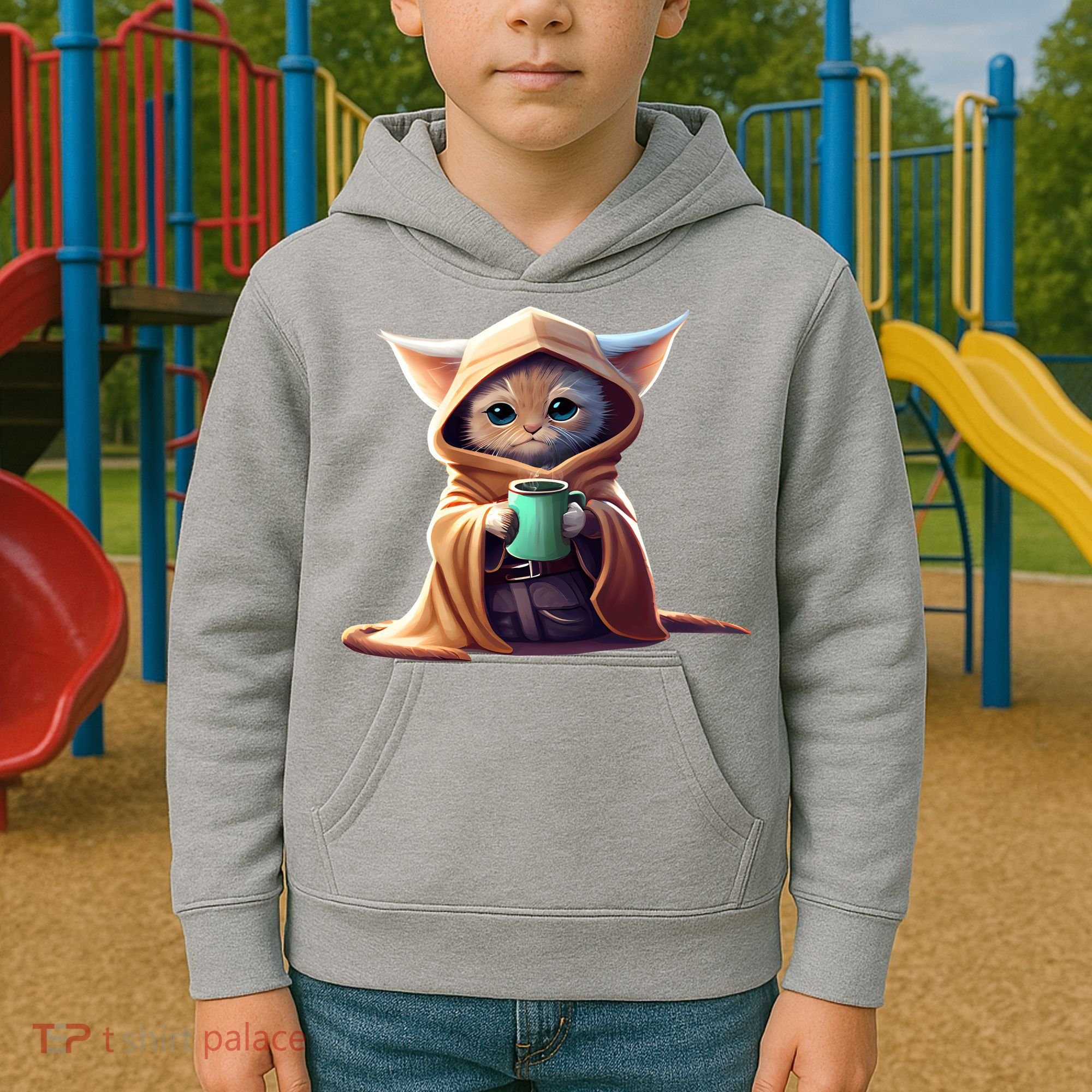 Cat Coffee Lover Kitten Baby Cute Adorable Fan Art Gift Kids Hoodie
