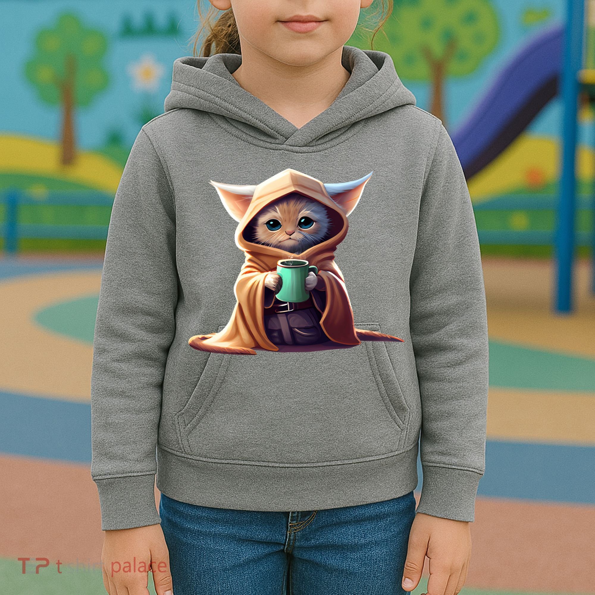 Cat Coffee Lover Kitten Baby Cute Adorable Fan Art Gift Kids Hoodie