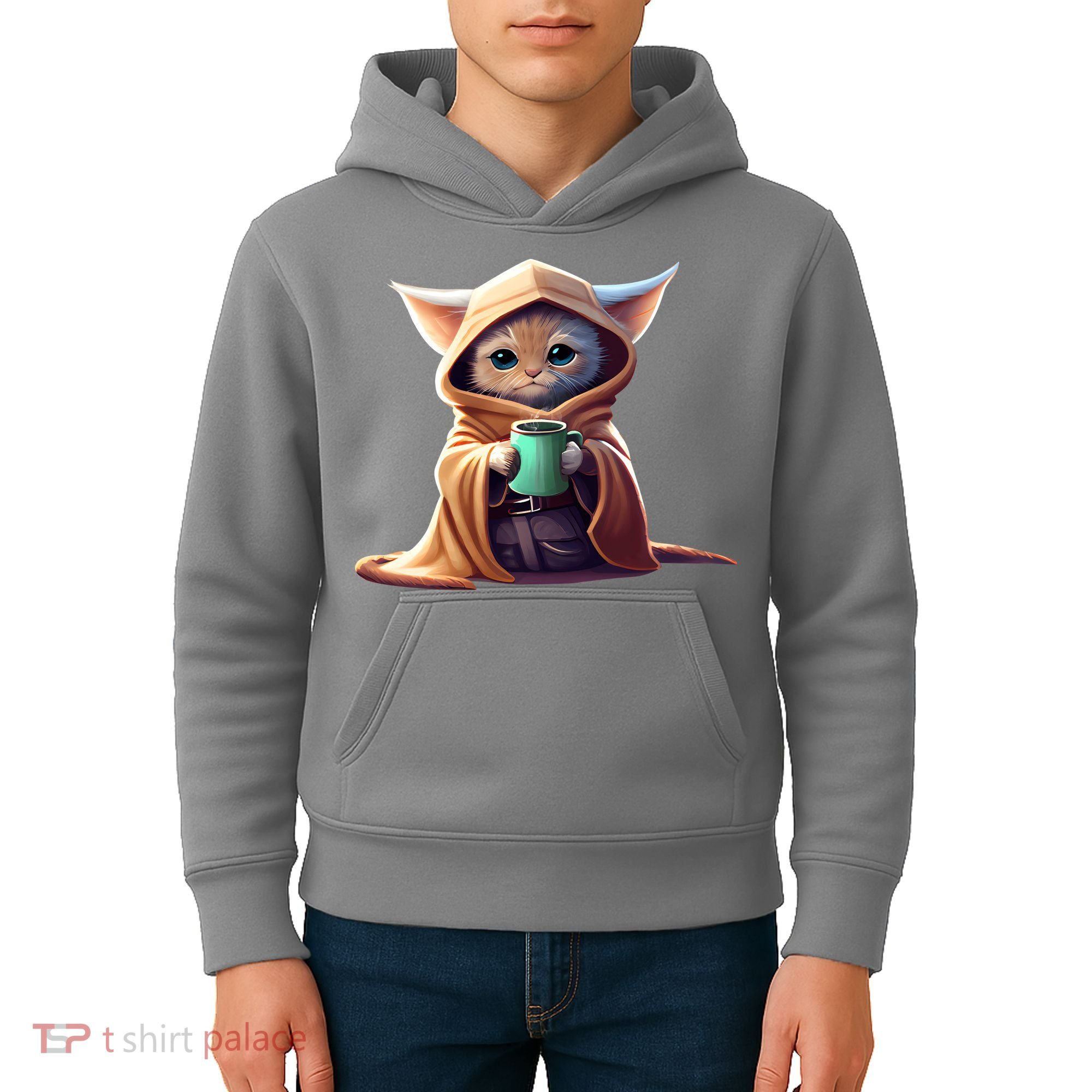 Cat Coffee Lover Kitten Baby Cute Adorable Fan Art Gift Kids Hoodie