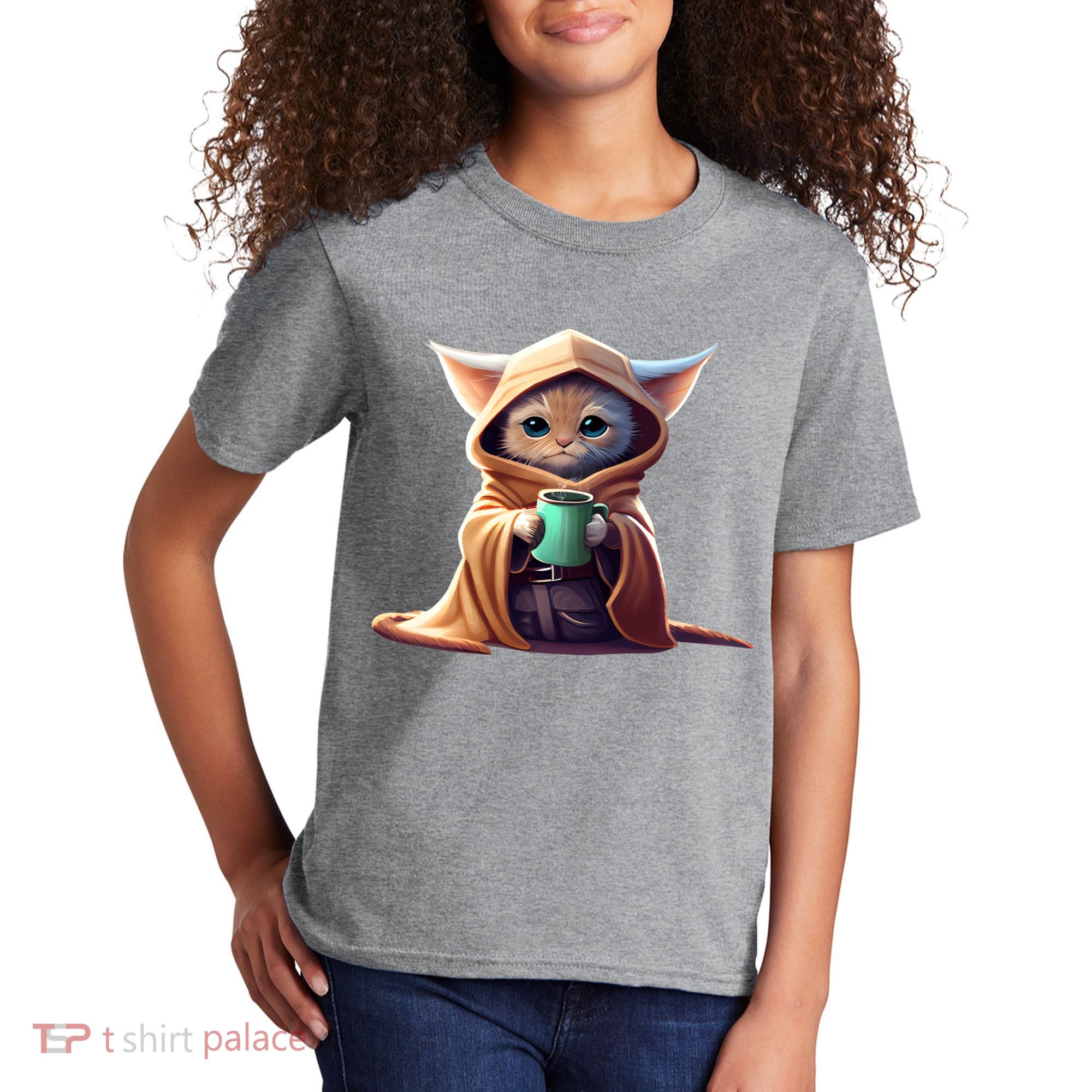 Cat Coffee Lover Kitten Baby Cute Adorable Fan Art Gift Kids T-Shirt