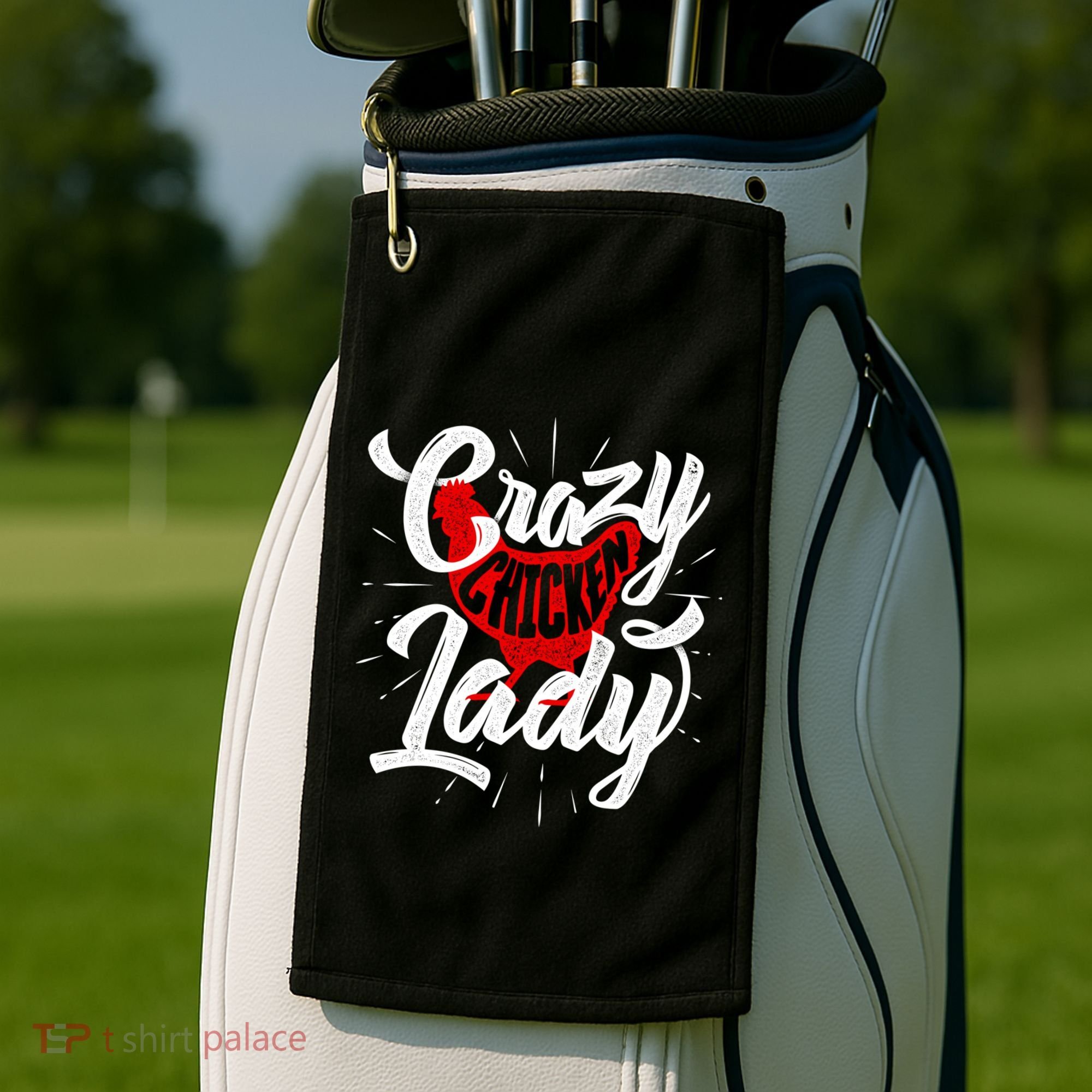 Crazy Chicken Lady Chickens Farmer Farming Golf Towel