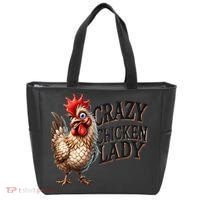 Crazy Chicken Lady Funny Farm Animal Tote Bag thumb 0