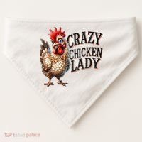 Crazy Chicken Lady Funny Farm Animal USA-Made Doggie Bandana thumb 0