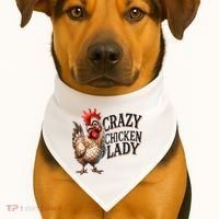 Crazy Chicken Lady Funny Farm Animal USA-Made Doggie Bandana thumb 1