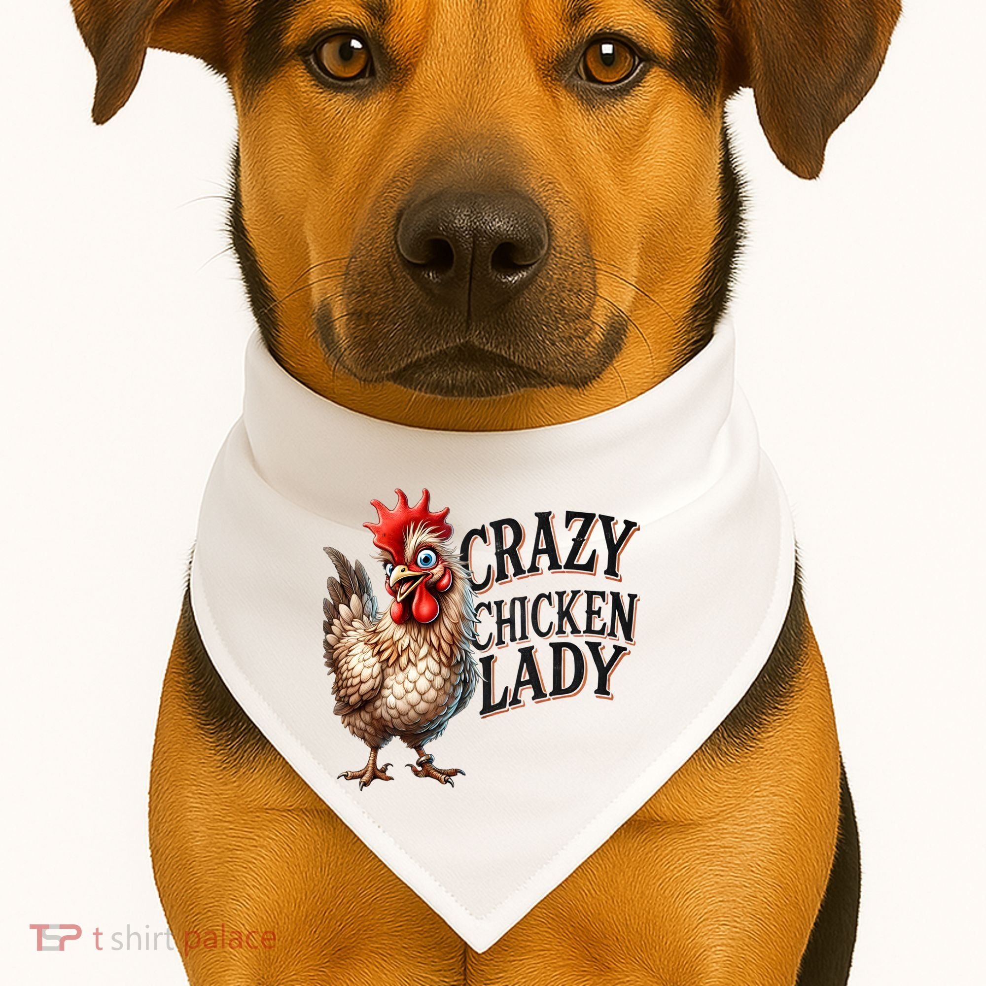 Crazy Chicken Lady Funny Farm Animal USA-Made Doggie Bandana