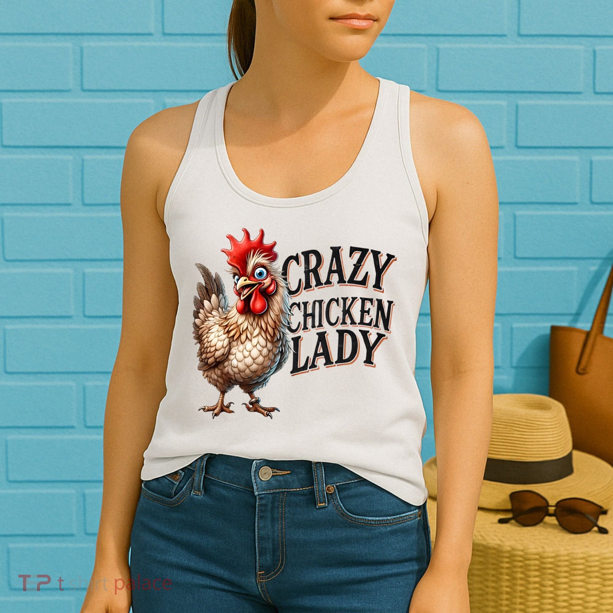 Crazy Chicken Lady Funny Farm Animal Women's Tank Top