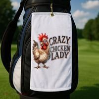 Crazy Chicken Lady Funny Farm Animal Golf Towel thumb 2