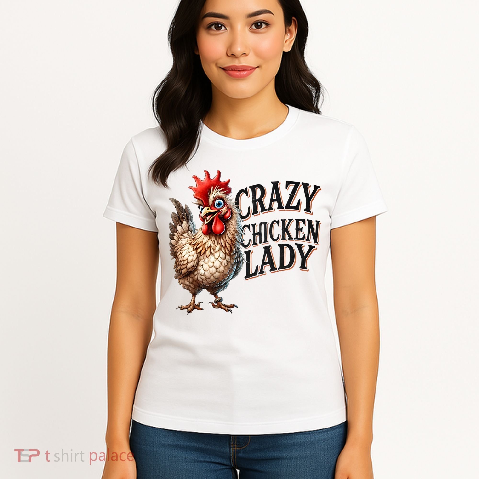 Crazy Chicken Lady Funny Farm Animal Women's T-Shirt
