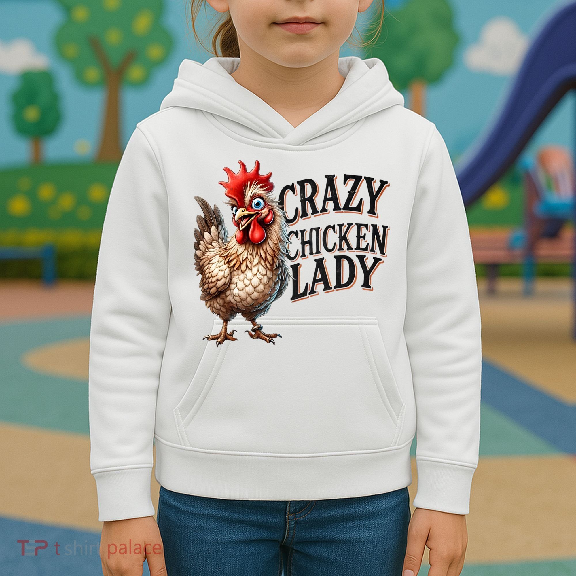 Crazy Chicken Lady Funny Farm Animal Kids Hoodie