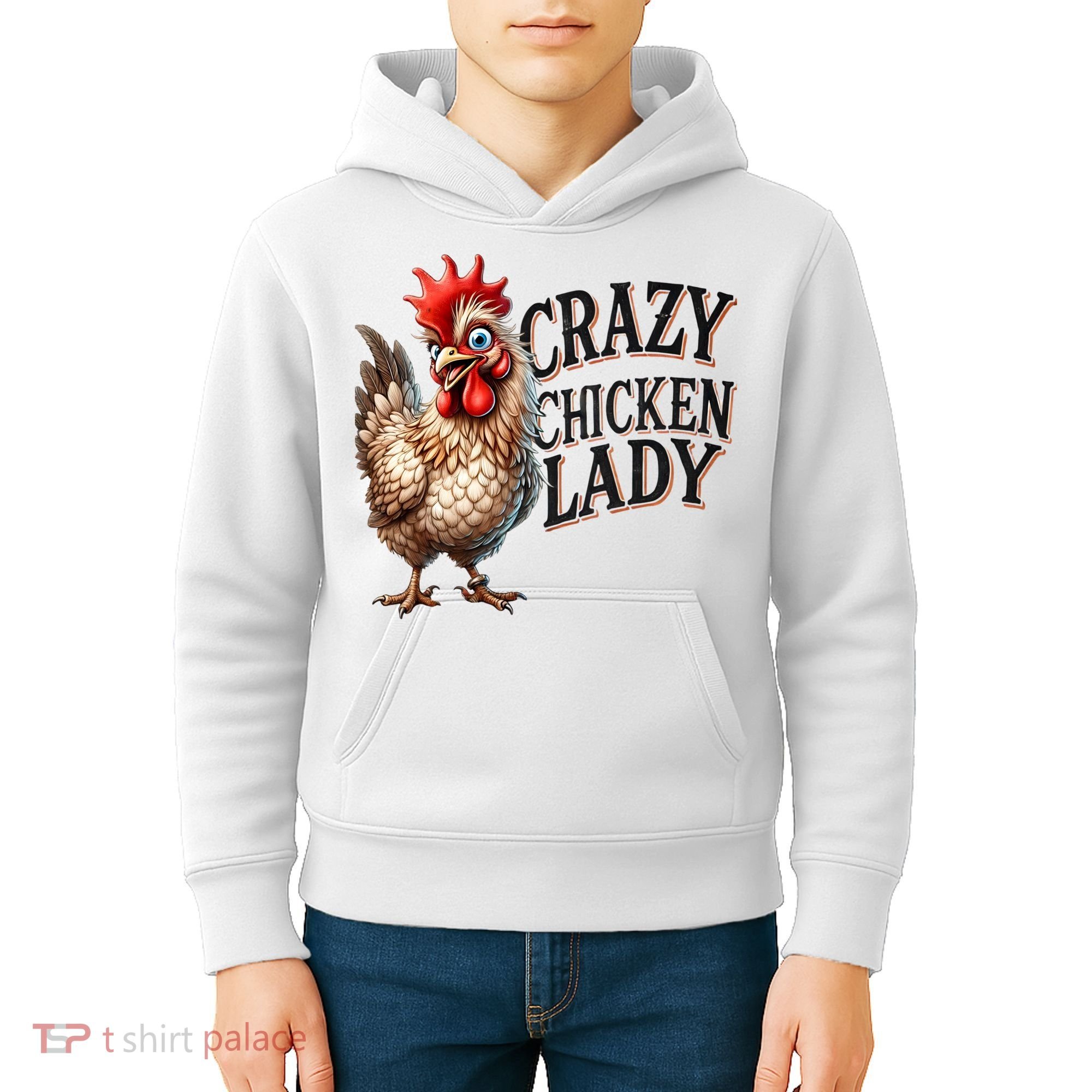 Crazy Chicken Lady Funny Farm Animal Kids Hoodie