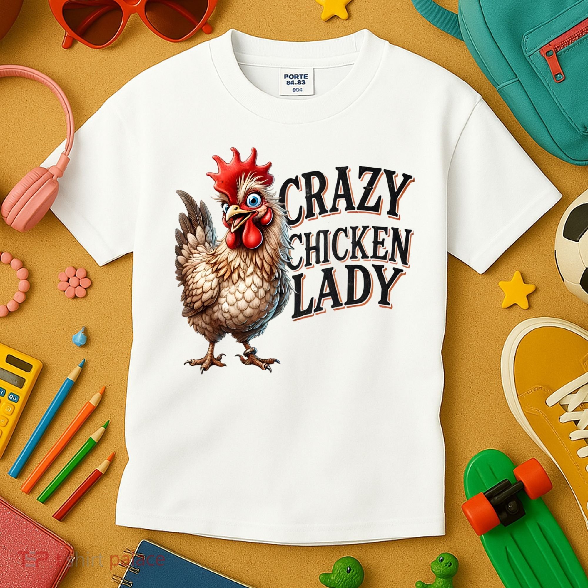 Crazy Chicken Lady Funny Farm Animal Kids T-Shirt