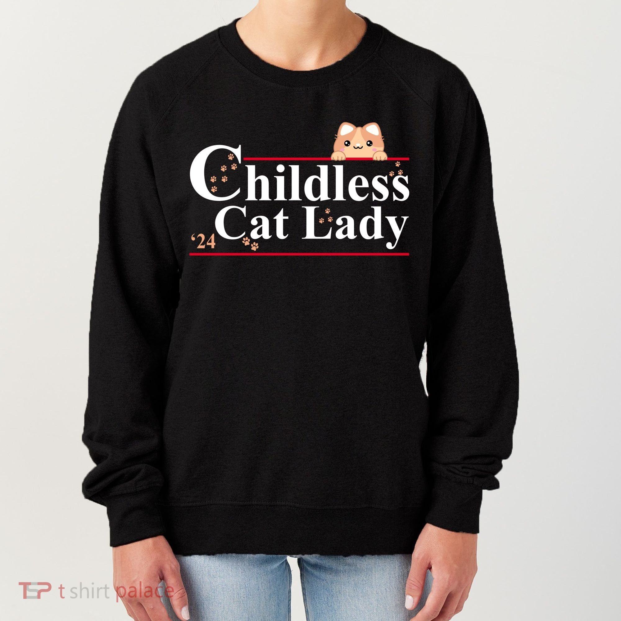 Childless Cat Lady 2024 Kamala Harris Election Women's Sweatshirt