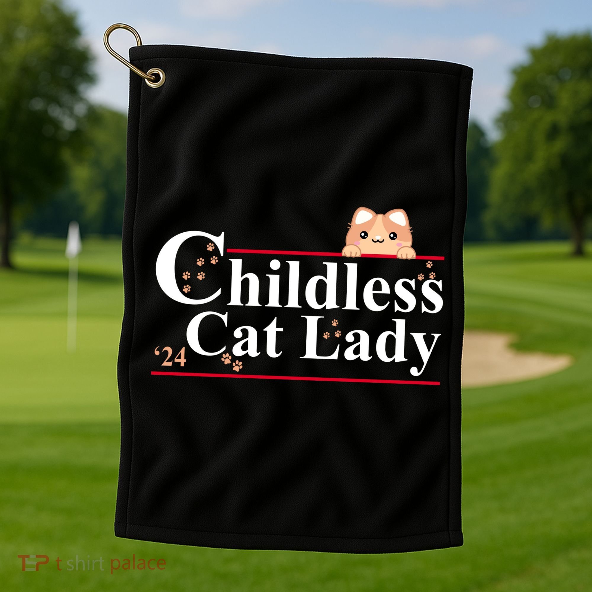 Childless Cat Lady 2024 Kamala Harris Election Golf Towel