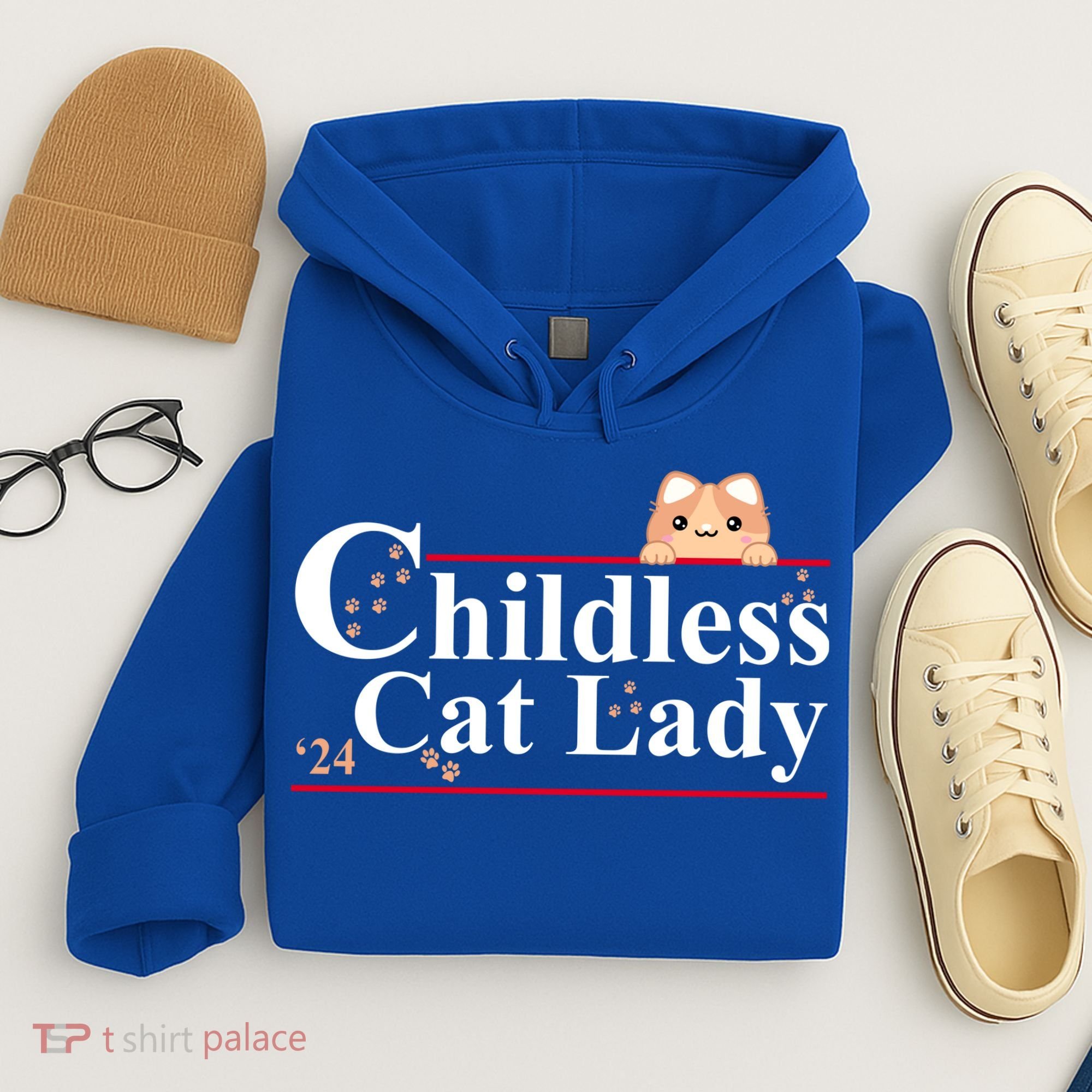 Childless Cat Lady 2024 Kamala Harris Election Hoodie