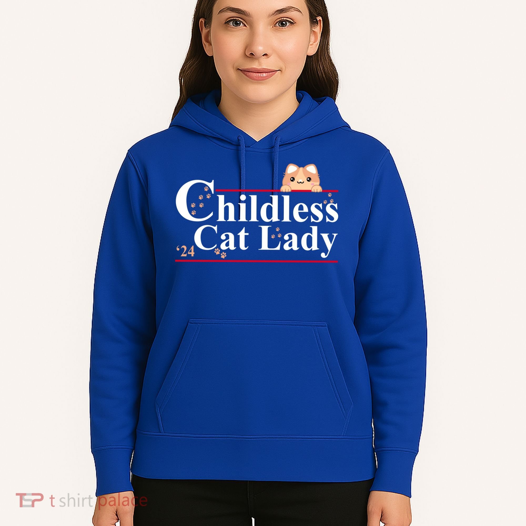 Childless Cat Lady 2024 Kamala Harris Election Hoodie