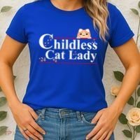 Childless Cat Lady 2024 Kamala Harris Election Women's T-Shirt thumb 2