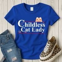 Childless Cat Lady 2024 Kamala Harris Election Women's T-Shirt thumb 3