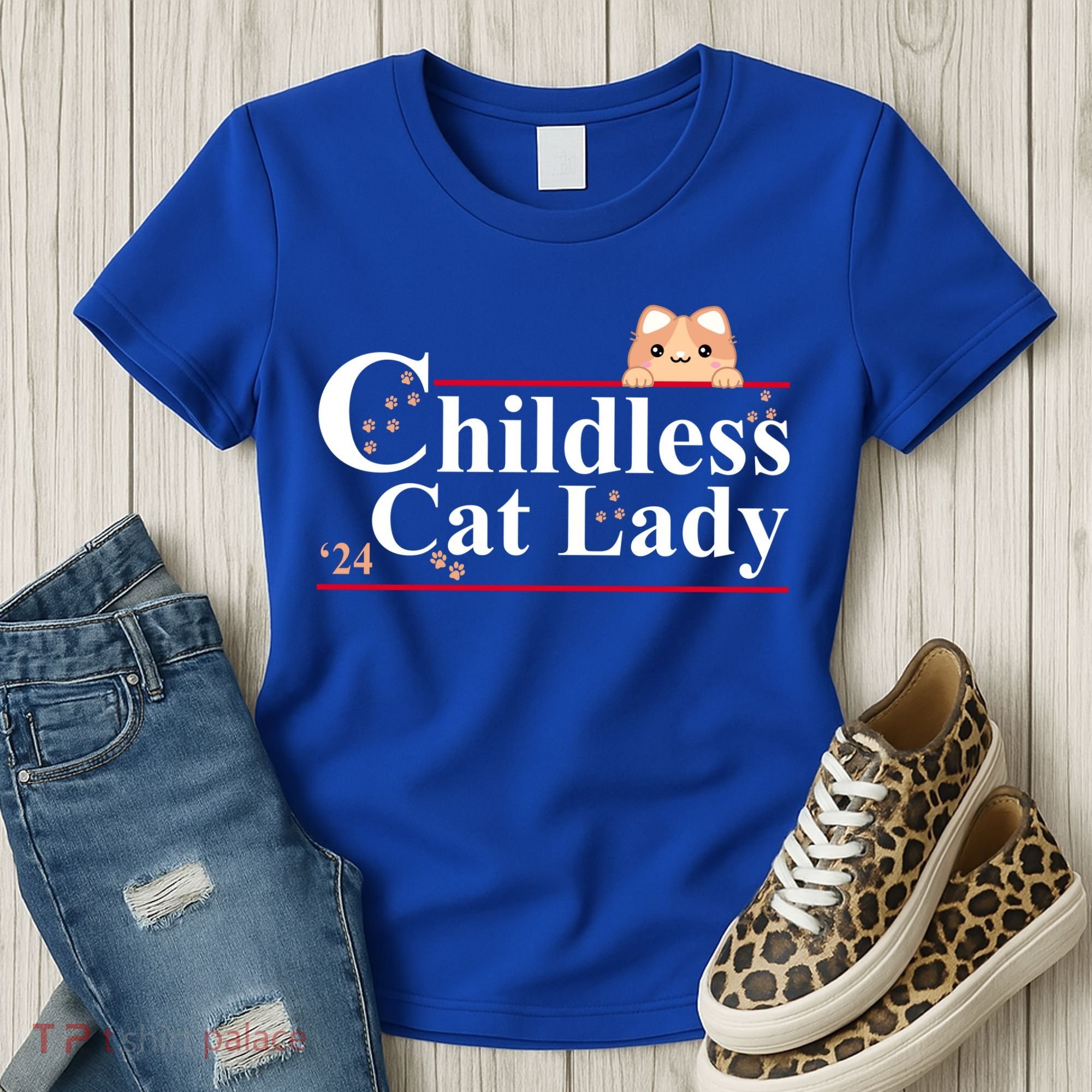 Childless Cat Lady 2024 Kamala Harris Election Women's T-Shirt