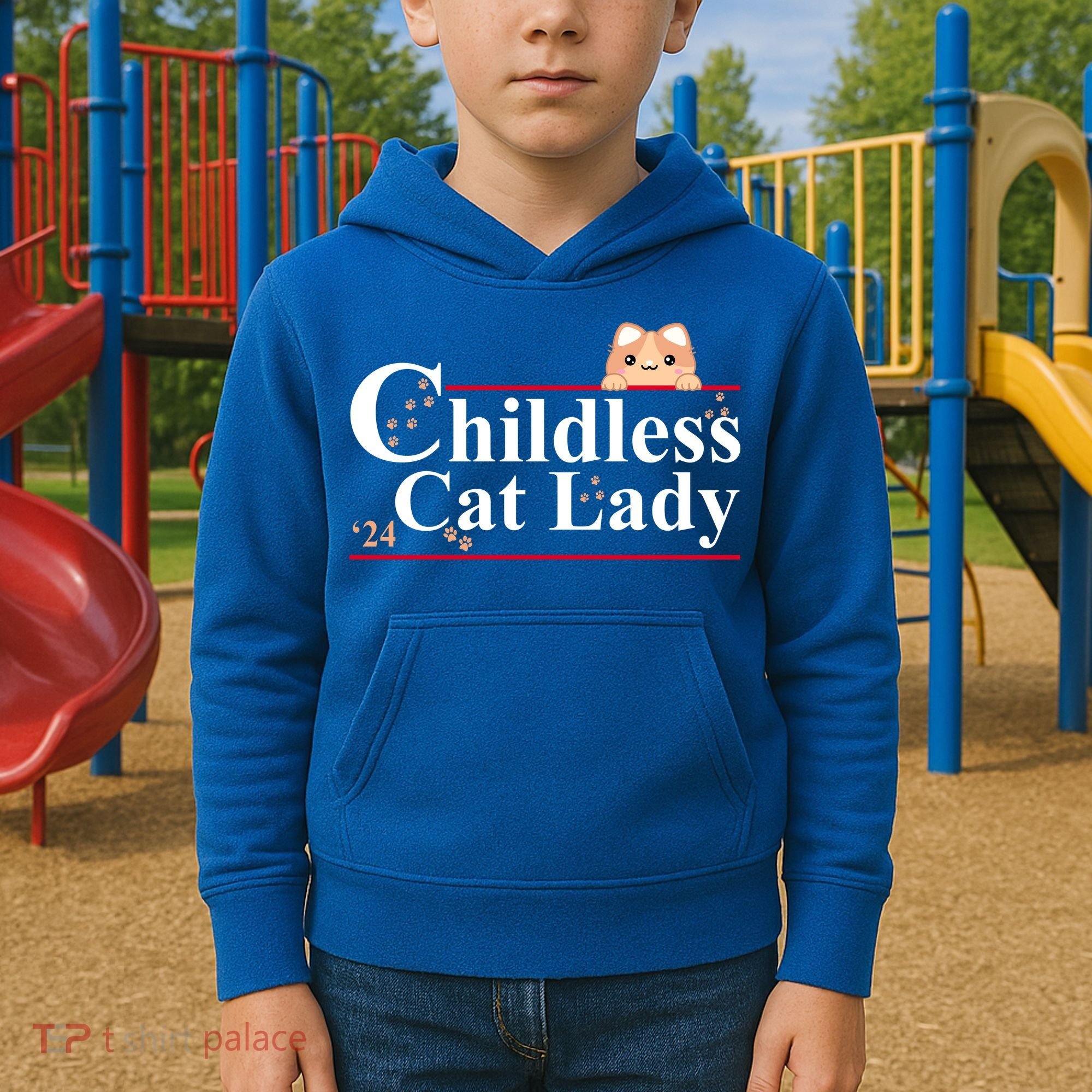 Childless Cat Lady 2024 Kamala Harris Election Kids Hoodie