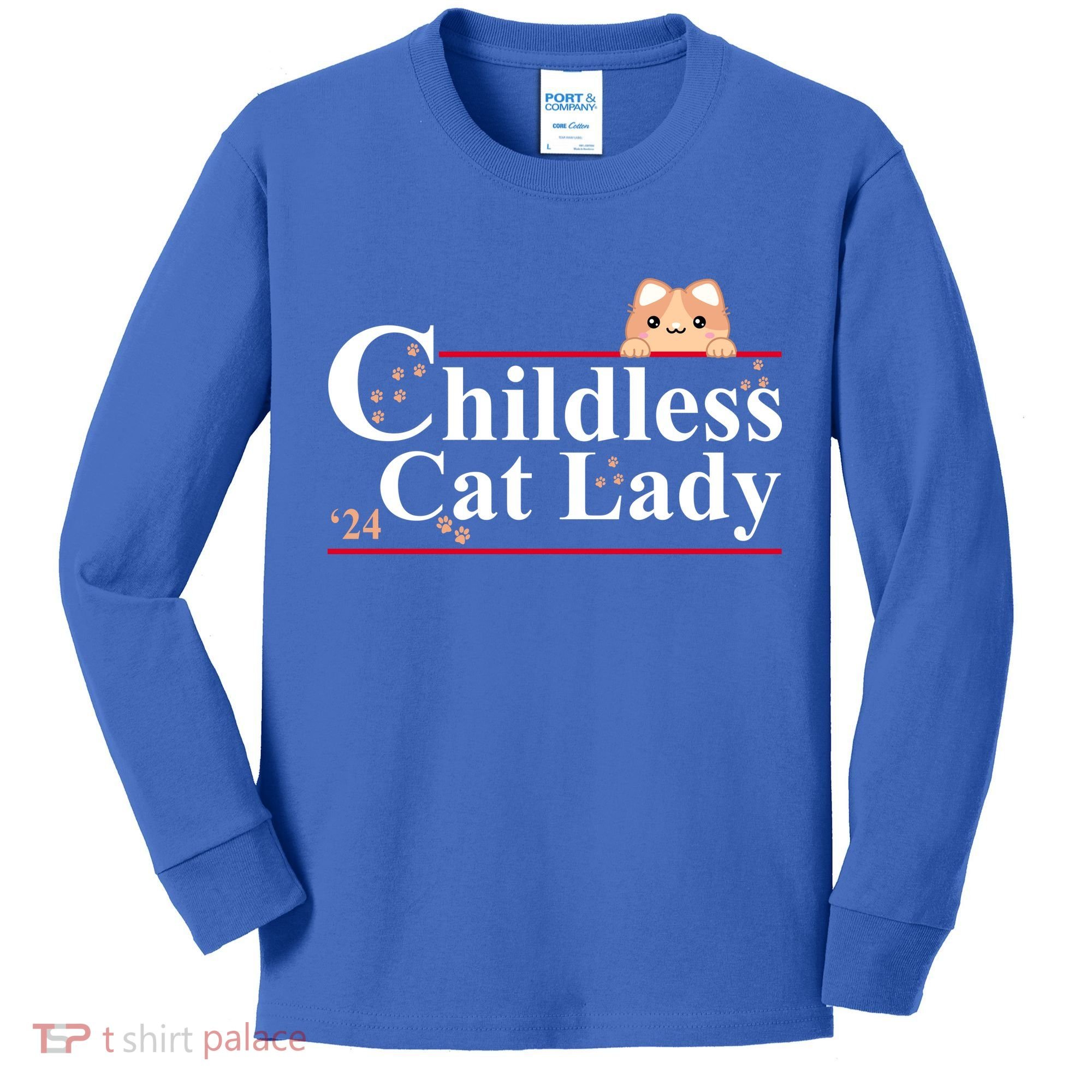 Childless Cat Lady 2024 Kamala Harris Election Kids Long Sleeve Shirt