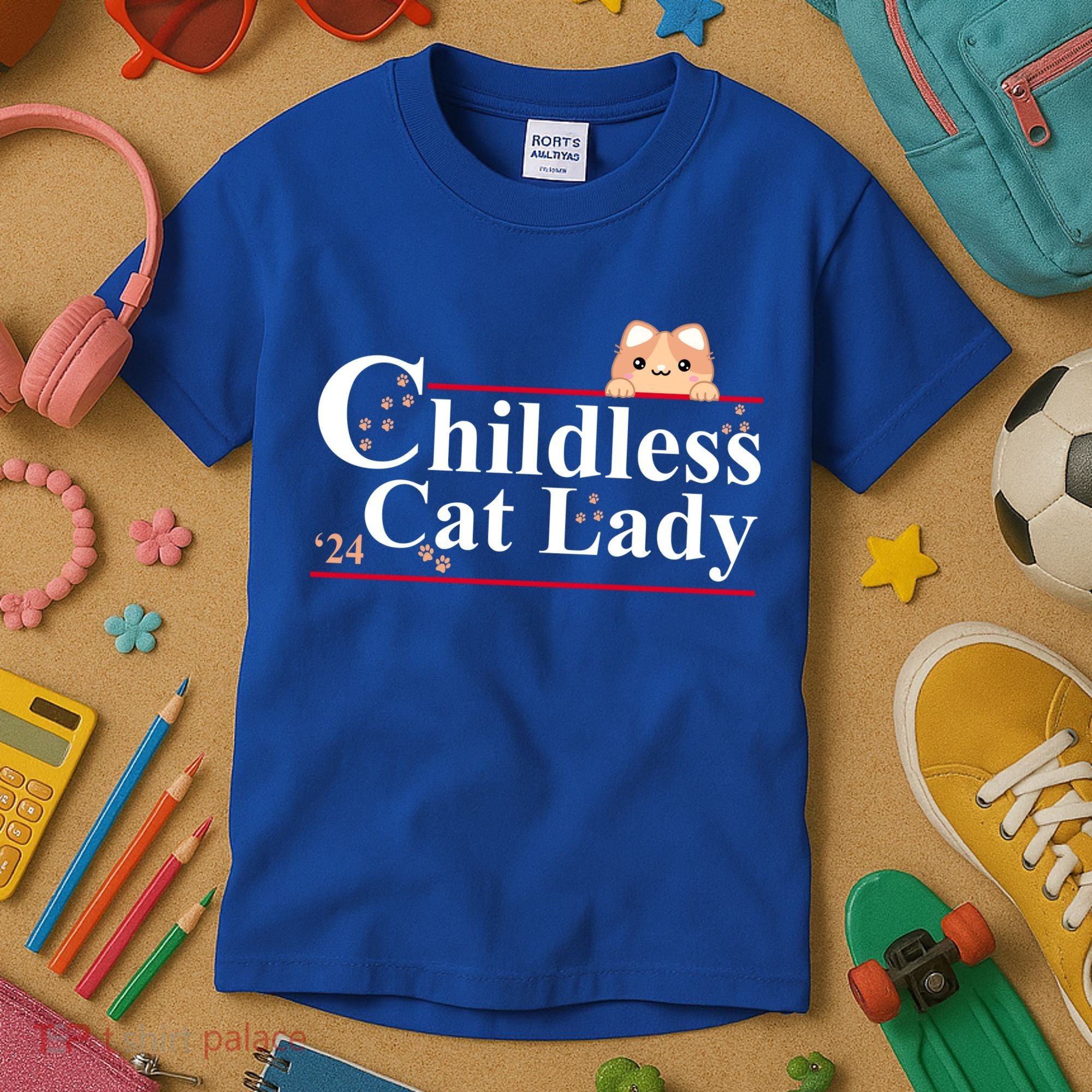 Childless Cat Lady 2024 Kamala Harris Election Kids T-Shirt