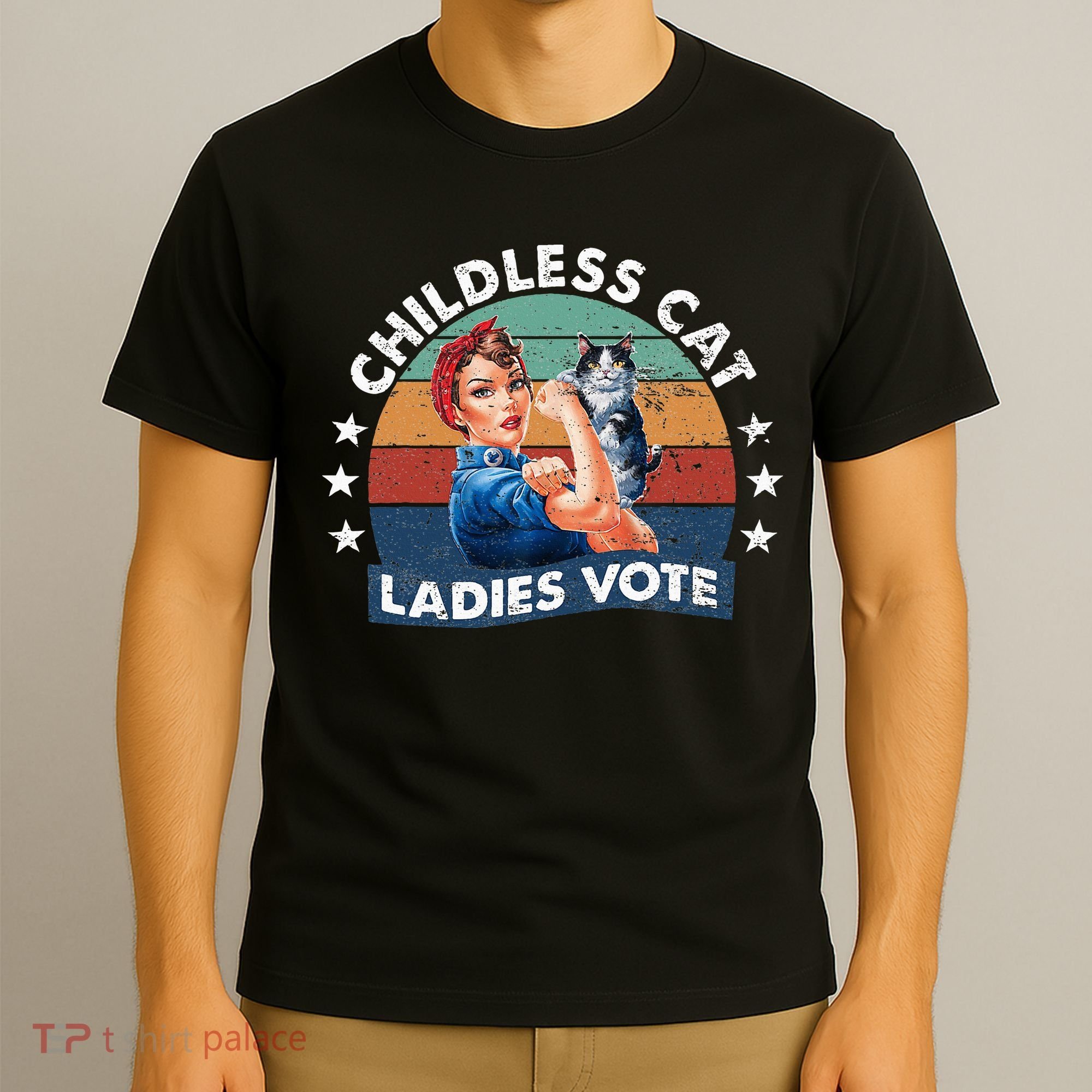 Childless Cat Ladies Vote Rosie The Riveter Vintage T-Shirt