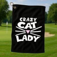 Crazy Cat Lady Long Funny Gift Cute Cat Gift Golf Towel thumb 1