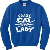 Crazy Cat Lady Long Funny Gift Cute Cat Gift Kids Sweatshirt thumb 0