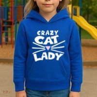 Crazy Cat Lady Long Funny Gift Cute Cat Gift Kids Hoodie thumb 3
