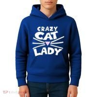 Crazy Cat Lady Long Funny Gift Cute Cat Gift Kids Hoodie thumb 4