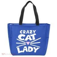 Crazy Cat Lady Long Funny Gift Cute Cat Gift Tote Bag thumb 0