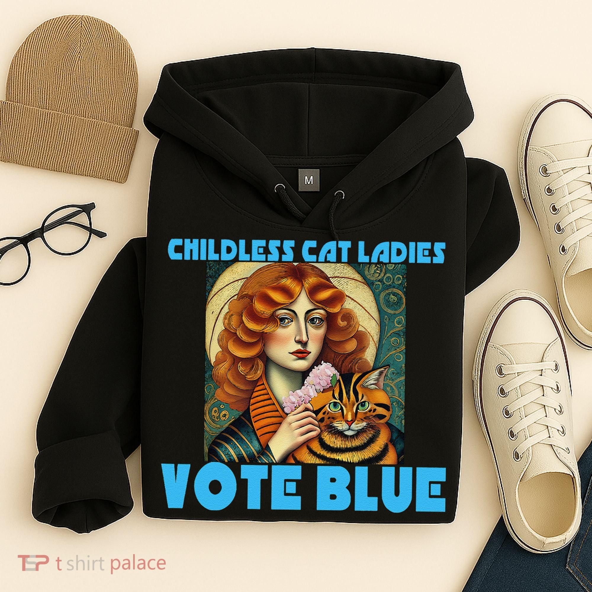 Childless Cat Ladies Vote Blue Hoodie