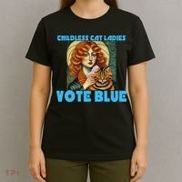 Childless Cat Ladies Vote Blue T-Shirt thumb 4