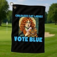 Childless Cat Ladies Vote Blue Golf Towel thumb 1