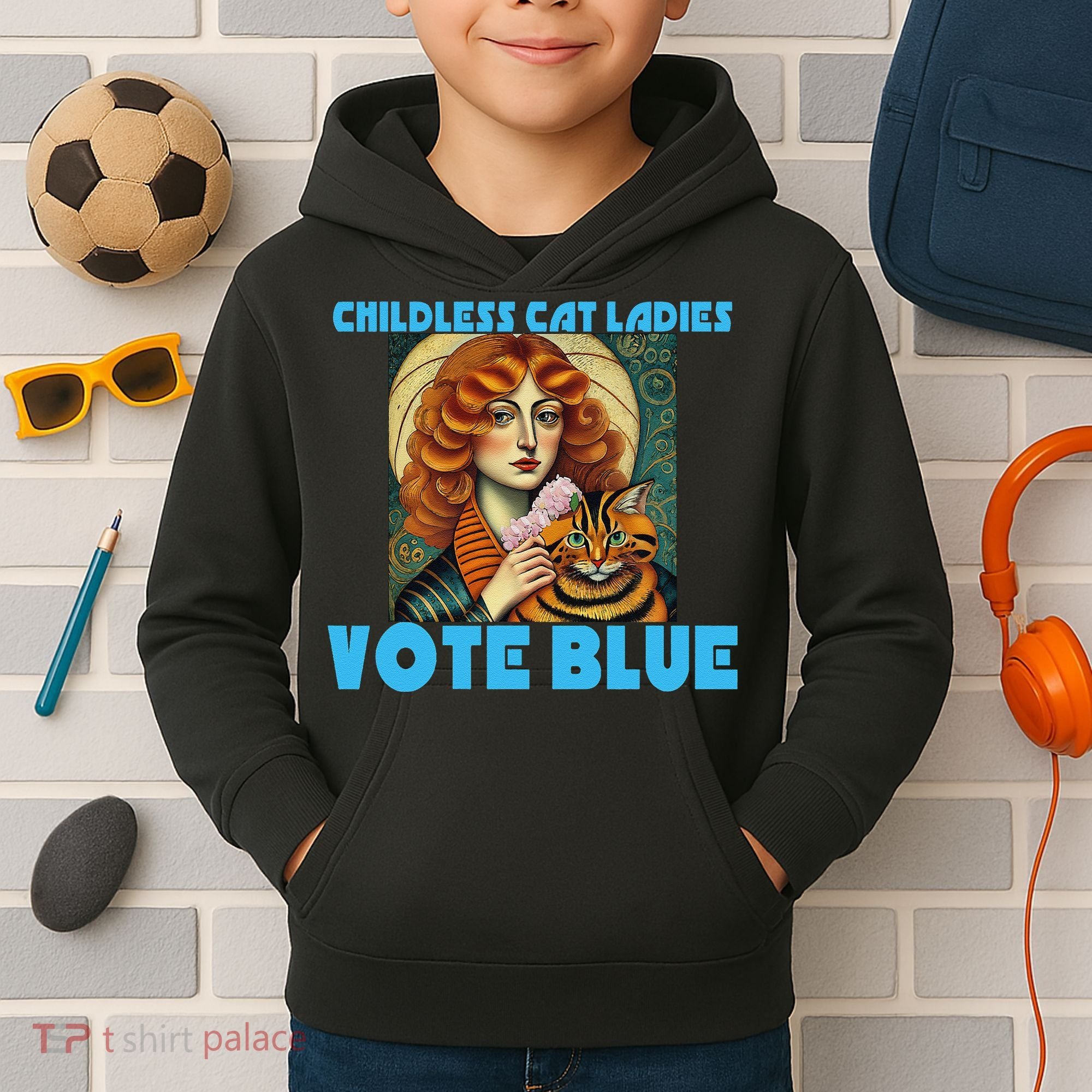Childless Cat Ladies Vote Blue Kids Hoodie