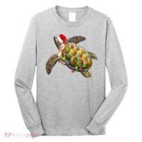 Cute Christmas Lights Santa Sea Turtle Long Sleeve Shirt thumb 0