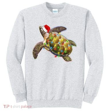 Cute Christmas Lights Santa Sea Turtle Sweatshirt