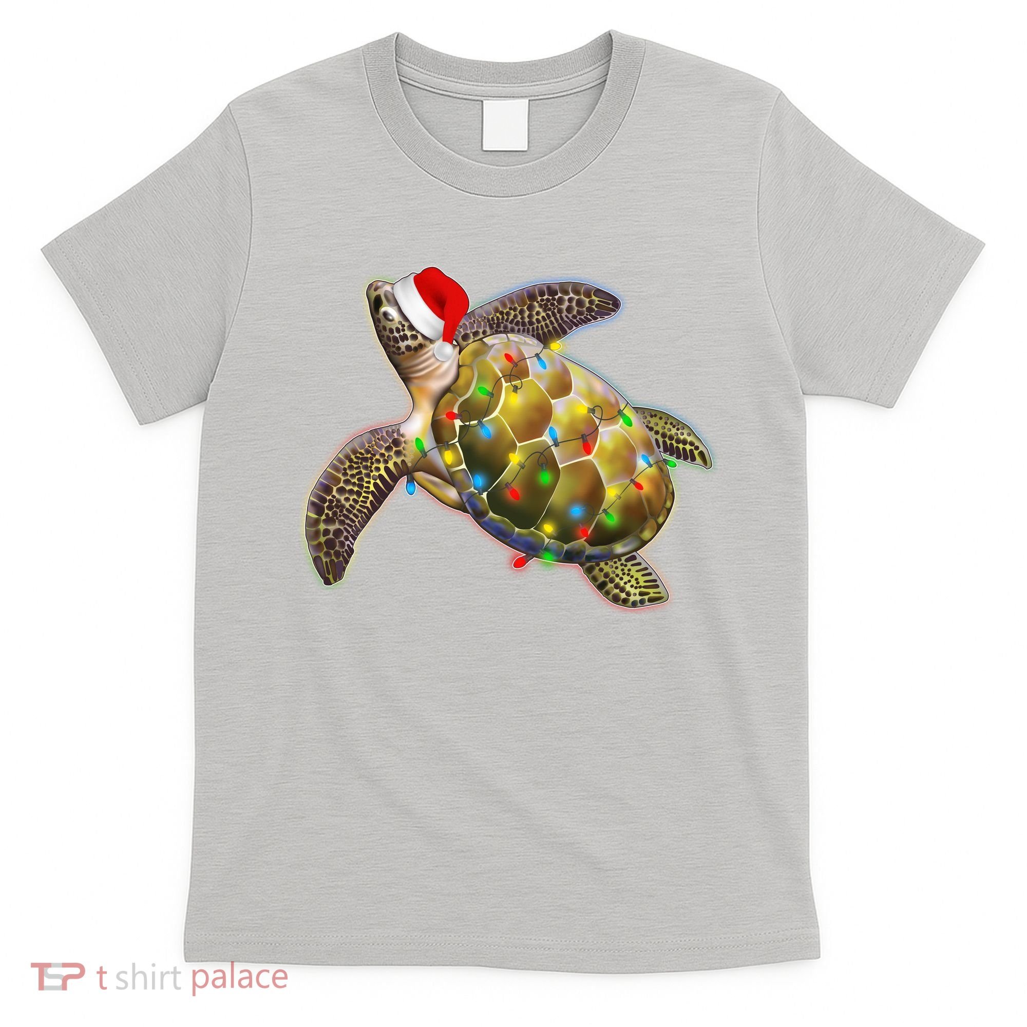 Cute Christmas Lights Santa Sea Turtle T-Shirt