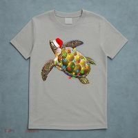 Cute Christmas Lights Santa Sea Turtle T-Shirt thumb 5