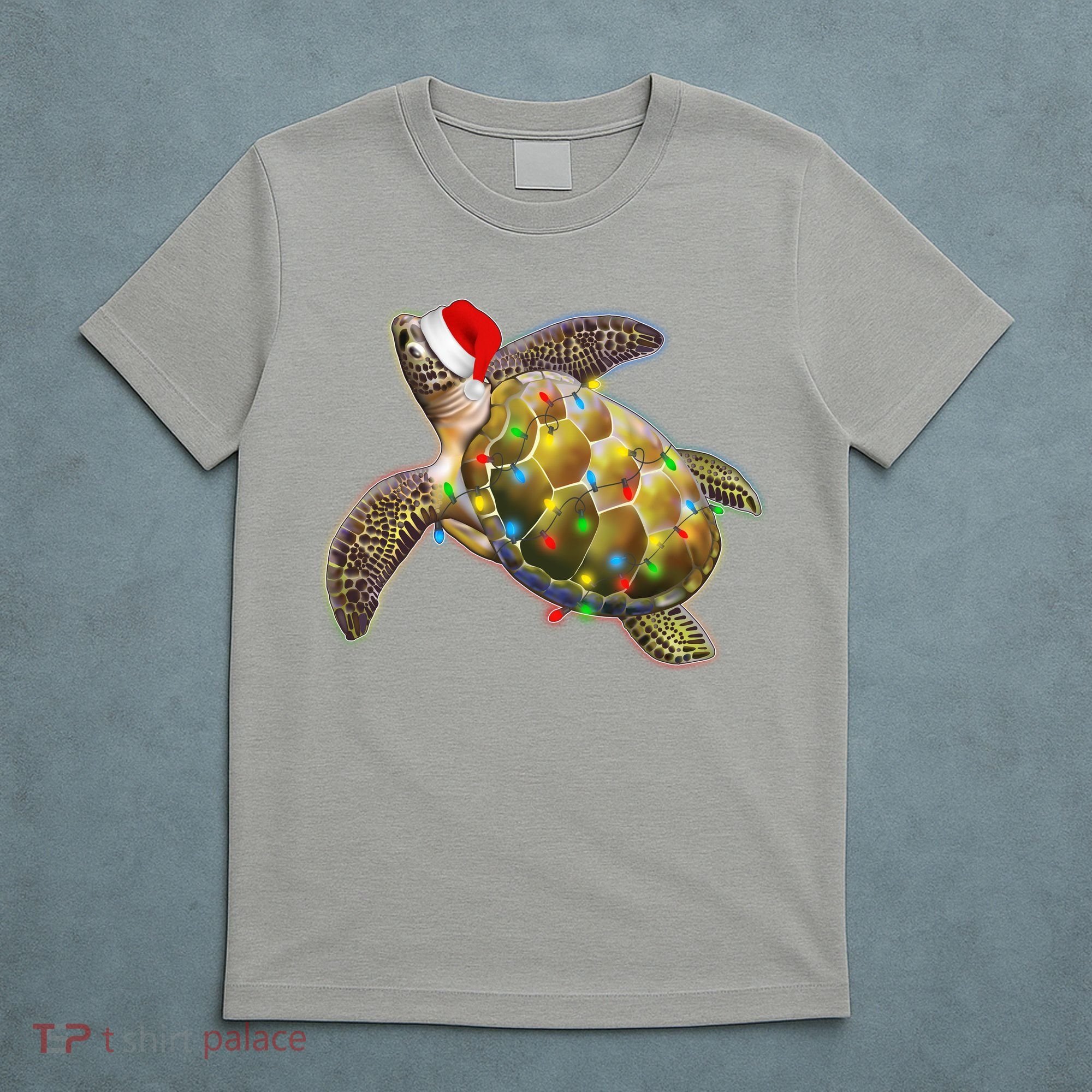 Cute Christmas Lights Santa Sea Turtle T-Shirt