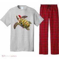 Cute Christmas Lights Santa Sea Turtle Pajama Set thumb 0