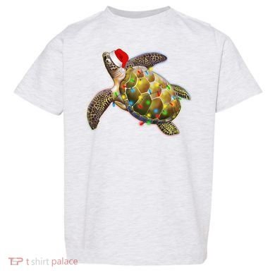 Cute Christmas Lights Santa Sea Turtle Toddler T-Shirt