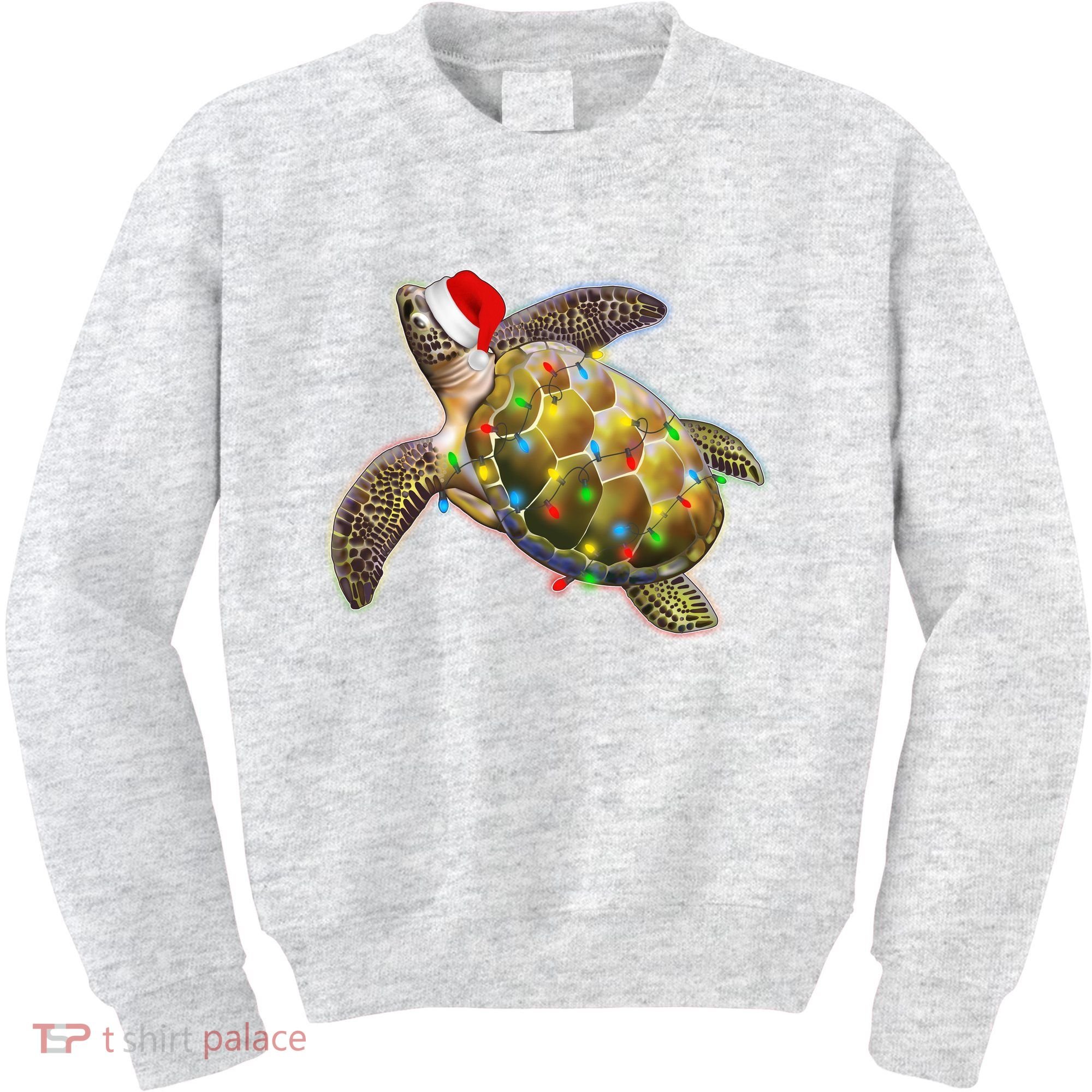 Cute Christmas Lights Santa Sea Turtle Kids Sweatshirt
