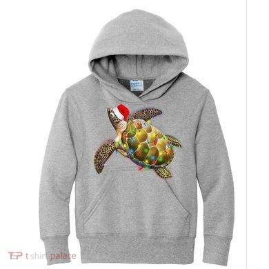 Cute Christmas Lights Santa Sea Turtle Kids Hoodie