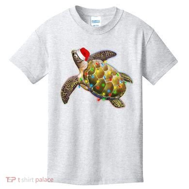 Cute Christmas Lights Santa Sea Turtle Kids T-Shirt