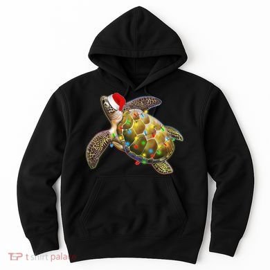 Cute Christmas Lights Santa Sea Turtle Hoodie