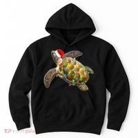 Cute Christmas Lights Santa Sea Turtle Hoodie thumb 0