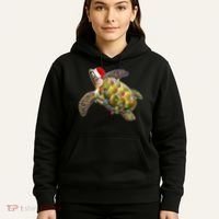 Cute Christmas Lights Santa Sea Turtle Hoodie thumb 5