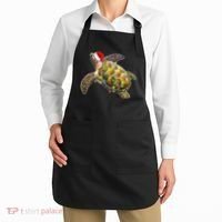 Cute Christmas Lights Santa Sea Turtle Apron thumb 2